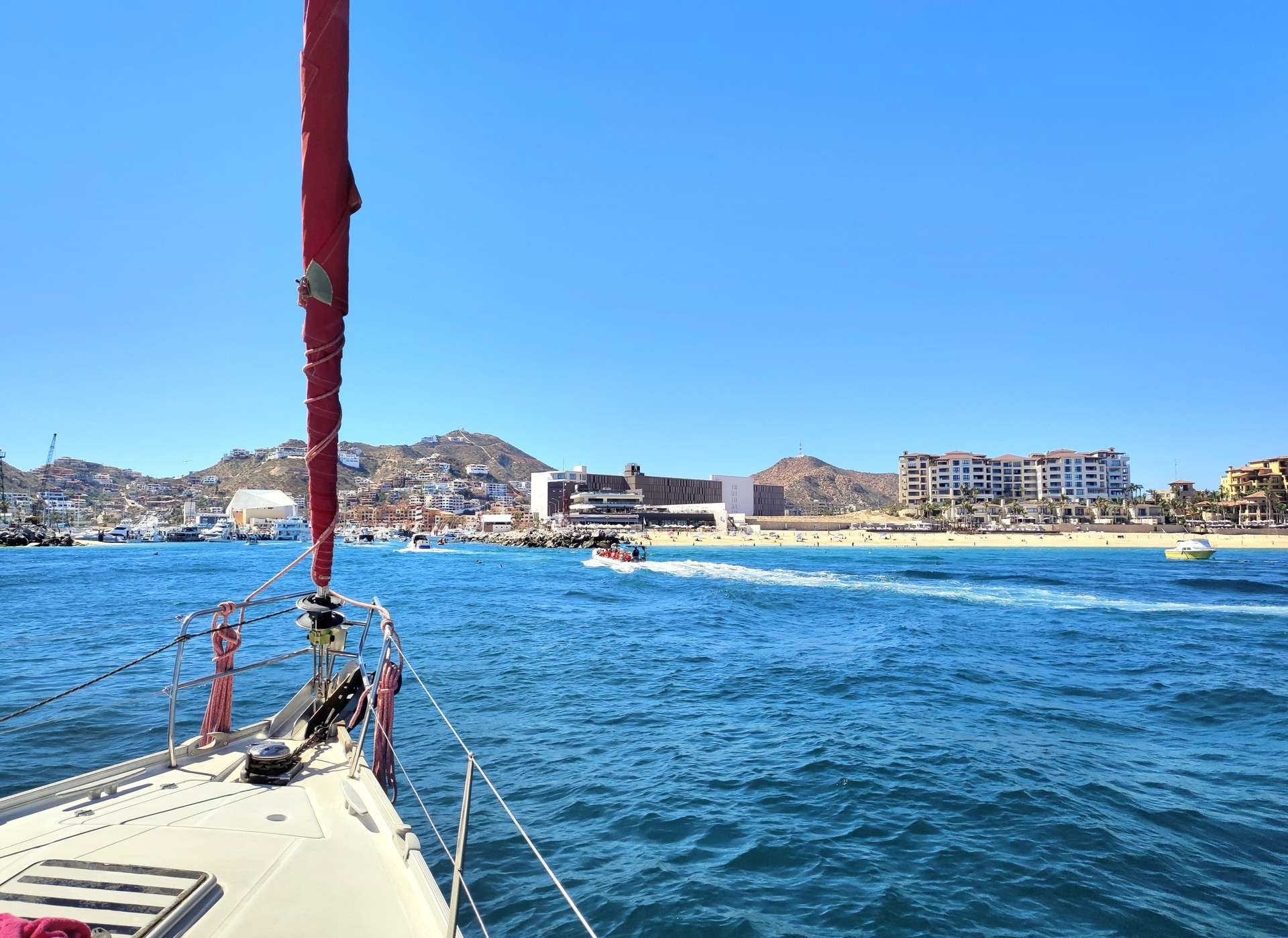 View of Cabo San Lucas from the sea. Los Cabos, State of Baja California Sur, Mexico.